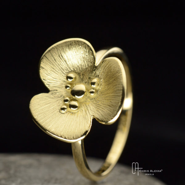 Bague or coquelicot