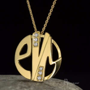 pendentif or diamants initiales EVM Chris Alexxa
